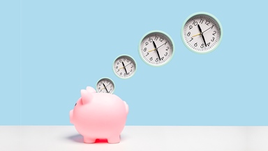 Piggy bank clocks being saved